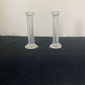 2  crystal candle stands  never used